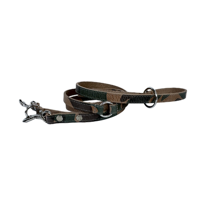 Sazzz | Verstelbare leren hondenriem Fearless vintage camouflage 113-181 cm