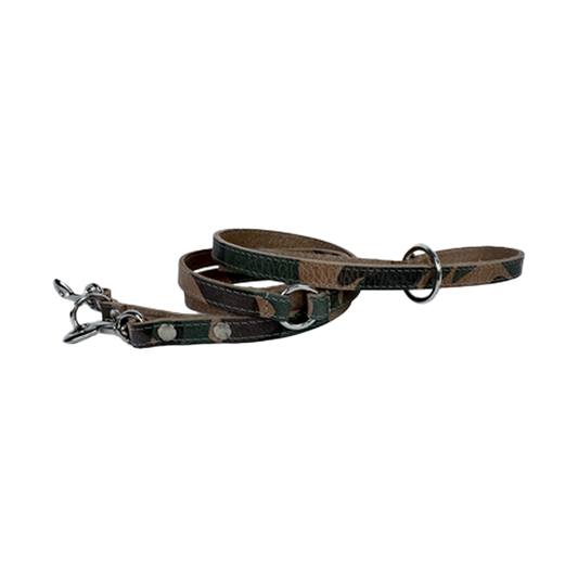 Sazzz | Verstelbare leren hondenriem Fearless vintage camouflage 113-181 cm